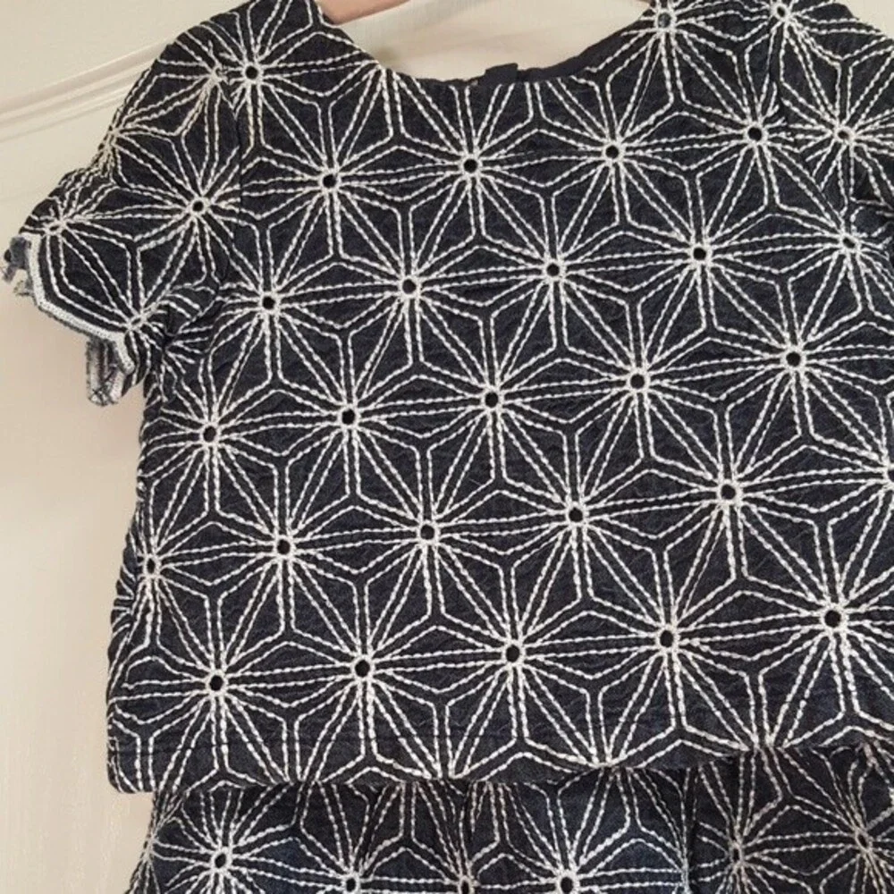 Oshkosh Navy White Geometric Skirt and Top Set